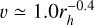 $\[v \simeq 1.0 r_{h}^{-0.4} \mathrm{~km} \mathrm{~s}^{-1}\]$