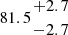 $ 81.5{{+2.7}\atop { -2.7}} $