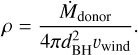 $\rho = \frac{{{{\dot M}_{{\rm{donor\;}}}}}}{{4\pi d_{{\rm{BH}}}^2{v_{{\rm{wind\;}}}}}}.$