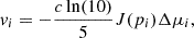 $$ v_i = -\frac {c \ln (10)}{5} J(p_i) \Delta \mu _i, $$