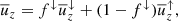 $$ \begin{aligned} \overline{u}_z = f^\downarrow \overline{u}_z^{\downarrow } + (1 - f^\downarrow ) \overline{u}_z^{\uparrow }, \end{aligned} $$