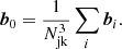$$ \begin{aligned} \boldsymbol{b}_0&= \frac{1}{N_{\mathrm{jk} }^3} \sum _i \boldsymbol{b}_i . \end{aligned} $$