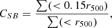 $$ \begin{aligned} C_{SB} = \frac{\sum (<0.15r_{500})}{\sum ( < r_{500})} , \end{aligned} $$