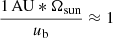 $ \frac{1\,\mathrm{AU}*\Omega_{\mathrm{sun}}}{u_{\mathrm{b}}} \approx1 $