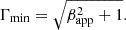 $$ \Gamma _{\mathrm {min}} =\sqrt {\beta _{\mathrm {app}}^{2}+1}. $$