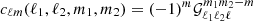 $$ c_{\ell m}(\ell _1,\ell _2,m_1,m_2) = (-1)^m{\cal {{G}}}^{m_1m_2-m}_{\ell _1\ell _2\ell } $$