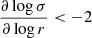 $ \frac {\partial \log \sigma }{\partial \log r}< -2 $