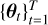 Mathematical equation: $\[\left\{\boldsymbol{\theta}_{t}\right\}_{t=1}^{T}\]$