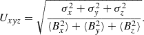 $$ \begin{aligned} U_{x{ y}z}=\sqrt{\frac{\sigma _x^2+\sigma _{ y}^2+\sigma _z^2}{\langle B_x^2\rangle +\langle B_{ y}^2\rangle +\langle B_z^2\rangle }} . \end{aligned} $$