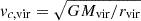 $ v_{c,\mathrm{vir}} = \sqrt{GM_{\mathrm{vir}}/r_{\mathrm{vir}}} $