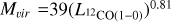 $M_{vir}=39(L_{^{12}{\rm CO}(1-0)})^{0.81}$