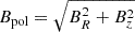 $ B_{\mathrm {pol}}=\sqrt {B^2_R+B_z^2} $