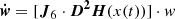 $$ \begin{aligned} \boldsymbol{\dot{w}} = [\boldsymbol{J}_{6} \cdot \boldsymbol{D^2 H}(x(t))] \cdot w \end{aligned} $$