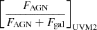 $ \left [\frac {F_{\mathrm {AGN}}}{F_{\mathrm {AGN}} + F_{\mathrm {gal}}} \right ]_{\mathrm {UVM2}} $