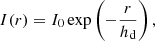 $$ \begin{aligned} I(r) = I_0 \exp \left(-\frac{r}{h_\text{d}}\right), \end{aligned} $$