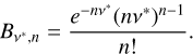 B_{\nu^*,n} = \frac{e^{-n\nu^*}(n\nu^*)^{n-1} }{n!}.