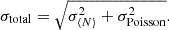 $$ \sigma _{{\mathrm {total}}} = \sqrt {\sigma ^{2}_{\langle N\rangle }+\sigma ^{2}_{{\mathrm {Poisson}}}}. $$