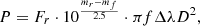 $$ \begin{aligned} P = F_r\cdot 10^\frac{m_r - m_f}{2.5}\cdot \pi f \Delta \lambda D^2 , \end{aligned} $$