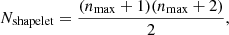 $$ \begin{aligned} N_{\rm shapelet} = \frac{(n_{\mathrm{max}}+1)(n_{\mathrm{max}}+2)}{2}, \end{aligned} $$