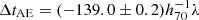 $ \Delta t_{\mathrm{AE}} = (-139.0 \pm 0.2) h_{70}^{-1} \lambda $