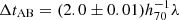 $ \Delta t_{\mathrm{AB}} = (2.0 \pm 0.01) h_{70}^{-1} \lambda $