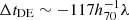 $ \Delta t_{\mathrm{DE}} \sim {-}117 h_{70}^{-1} \lambda $
