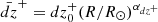 $ \bar{dz}^{+}= dz^+_0(R/R_\odot)^{\alpha_{dz^+}} $