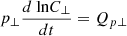 $$ \begin{aligned} p_\perp \frac{d\text{ ln}{C_\perp }}{dt}=Q_{p\perp } \end{aligned} $$