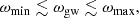 $$ \begin{aligned} \omega _\mathrm{min} \lesssim \omega _{\mathrm{gw} } \lesssim \omega _\mathrm{max} , \end{aligned} $$