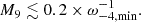 $$ \begin{aligned} M_9\lesssim 0.2 \times \omega _{-4,\mathrm{min} }^{-1}. \end{aligned} $$