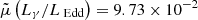 $ \tilde{\mu} \left( {L_{\gamma} / L_{\text{ Edd}}}\right) = 9.73\times10^{-2} $