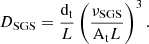 $$ \begin{aligned} &D_{\rm SGS} = \frac{\mathrm{d_t}}{L} \left(\frac{\nu _{\rm SGS}}{\mathrm{A_t} L}\right)^3\text{.} \end{aligned} $$