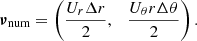 $$ \begin{aligned} \boldsymbol{\nu }_\text{num} = \left( \frac{U_r \Delta r}{2} ,\quad \frac{U_\theta r \Delta \theta }{2}\right) . \end{aligned} $$
