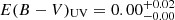 $ E(B-V)_{\mathrm{UV}} = 0.00^{+0.02}_{-0.00} $