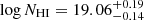 $ \log N_{\mathrm{HI}} = 19.06^{+0.19}_{-0.14} $