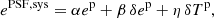 $$ \begin{aligned} e^\mathrm{PSF, sys} = \alpha {e^{\mathrm{p}}}+ \beta \, \delta {e^{\mathrm{p}}}+ \eta \, \delta {T^{\mathrm{p}}}, \end{aligned} $$