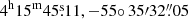 $ 4^{\mathrm{h}}15^{\mathrm{m}}45{{\overset{\text{s}}{.}}}11, -55{\circ}\,35{\prime}32{{\overset{\prime\prime}{.}}}05 $