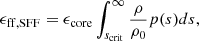 $$ \begin{aligned} \epsilon _{\rm ff,SFF}=\epsilon _{\rm core}\int _{s_{\rm crit}}^{\infty }\frac{\rho }{\rho _0} p(s)ds, \end{aligned} $$