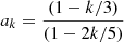 $$ \begin{aligned} a_k=\frac{(1-k/3)}{(1-2k/5)} \end{aligned} $$