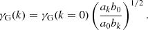 $$ \begin{aligned} \gamma _{\rm G}(k)=\gamma _{\rm G}(k=0)\left(\frac{a_k b_0}{a_0 b_k}\right)^{1/2}. \end{aligned} $$
