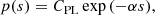 $$ \begin{aligned} p(s)=C_{\rm PL}\exp {(-\alpha s)}, \end{aligned} $$