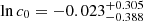 $ \ln c_0=-0.023_{-0.388}^{+0.305} $