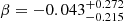 $ \beta=-0.043_{-0.215}^{+0.272} $