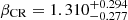 $ \beta_{\mathrm{CR}}=1.310_{-0.277}^{+0.294} $