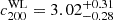 $ c_{200}^{\mathrm{WL}}=3.02_{-0.28}^{+0.31} $