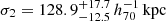 $ \sigma_2=128.9_{-12.5}^{+17.7}\,h_{70}^{-1}\,\mathrm{kpc} $