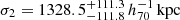 $ \sigma_2=1328.5_{-111.8}^{+111.3}\,h_{70}^{-1}\,\mathrm{kpc} $