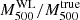 $ M^{\mathrm{WL}}_{500}/M_{500}^{\mathrm{true}} $