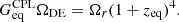 $$ \begin{aligned} G^\mathrm{CPL}_{\rm eq}\Omega _{\rm DE}&=\Omega _{r}(1+z_{\rm eq})^4. \end{aligned} $$