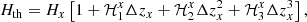$$ \begin{aligned} H_{\rm th} = H_x \left[1 + \mathcal{H} _1^x \Delta z_x + \mathcal{H} _2^x \Delta z_x^2 + \mathcal{H} _3^x \Delta z_x^3\right], \end{aligned} $$